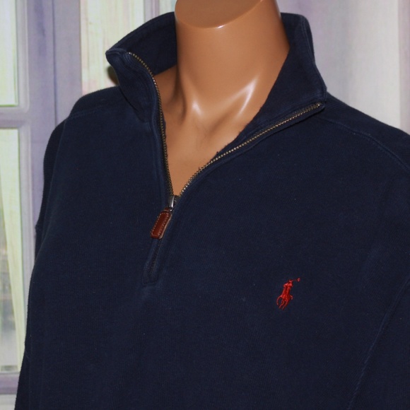 Men's Polo Ralph Lauren Navy Blue Cotton Pullover - Picture 2 of 4